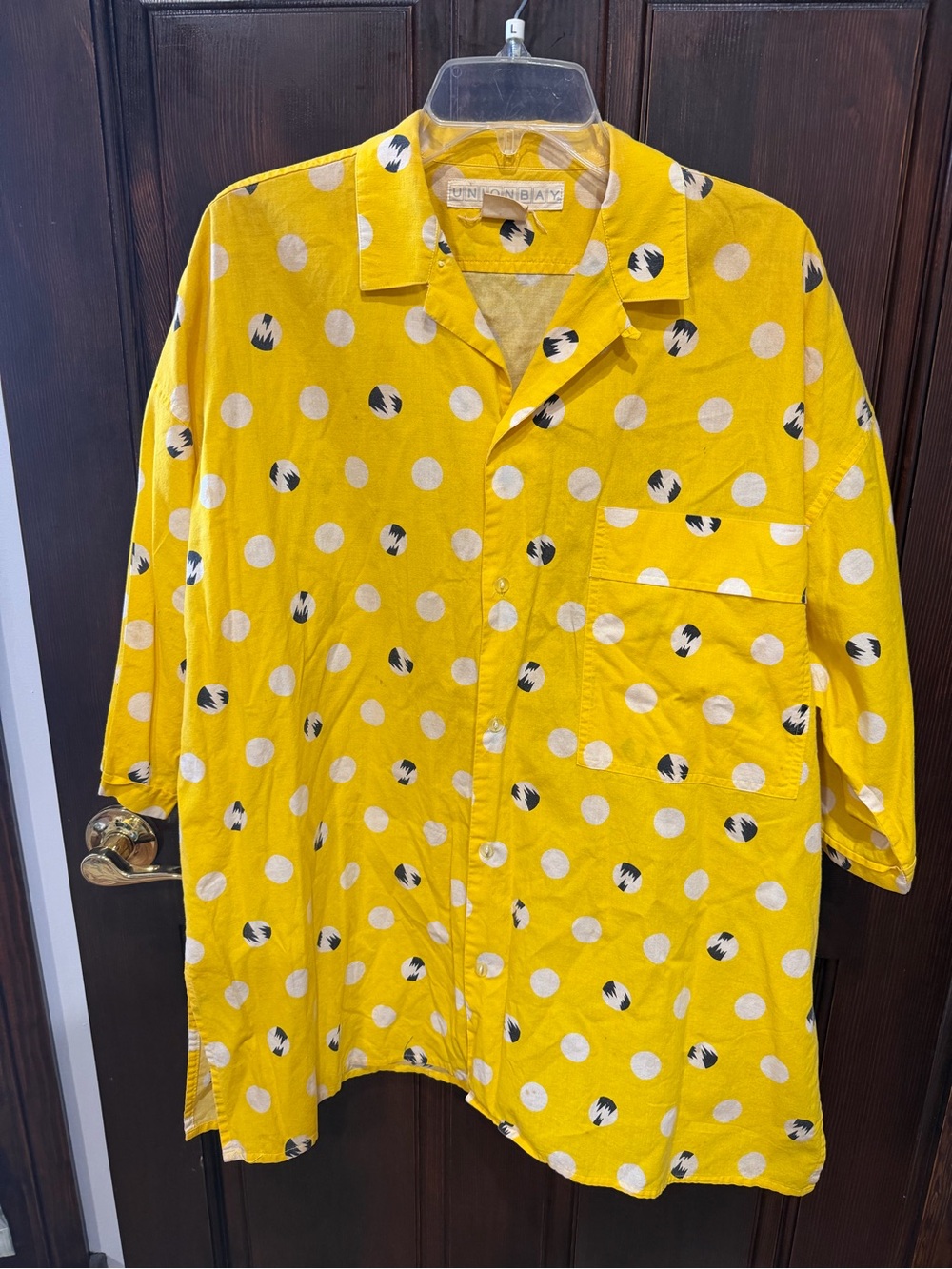 Vintage Union Bay Yellow Polka Dot Men's Lightweight Shirt